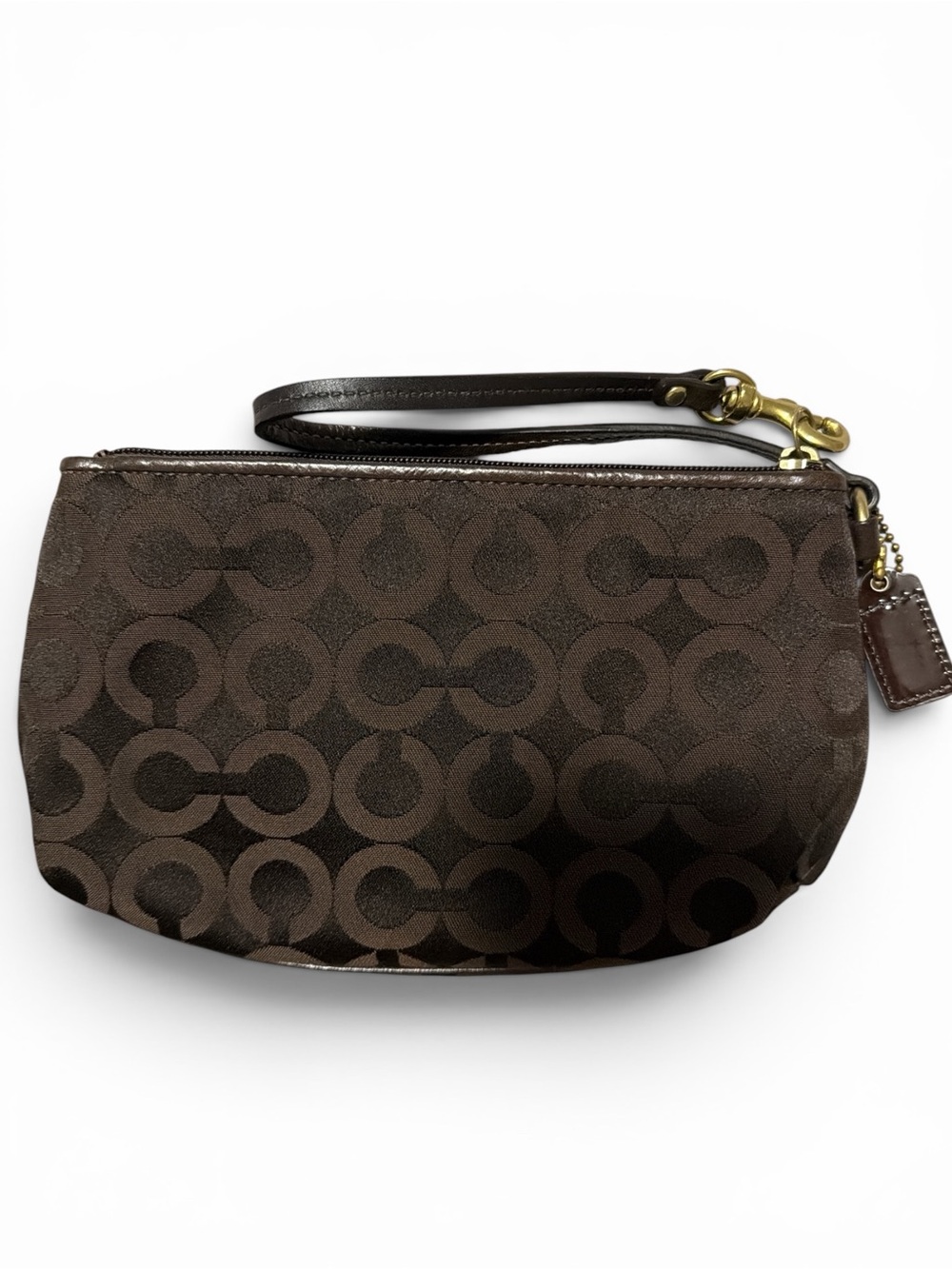 Coach Brown Signature Wristlet with Gold Hardware - Picture 2 of 10